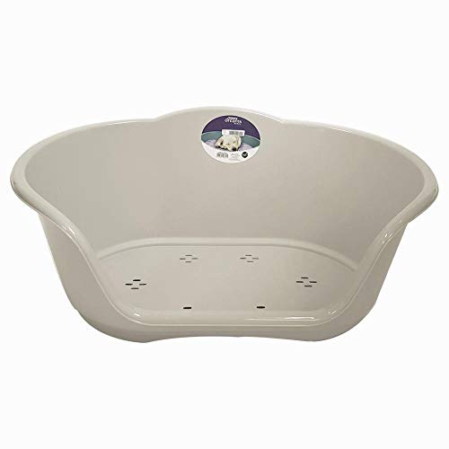YöL Heavy duty plastic waterproof small pet dog cat puppy bed basket strong small dog bed - Light Grey Small