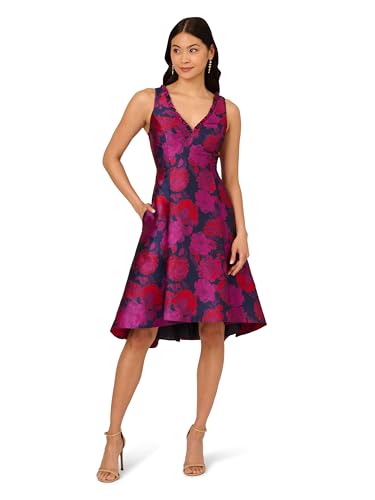 Adrianna Papell Women's Floral Jacquard High-Low Dress