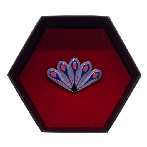Zag Store - Miraculous Ladybug - Peacock Charged Brooch, Stainless Steel,Dark Blue,Pink,Purple #TOP2