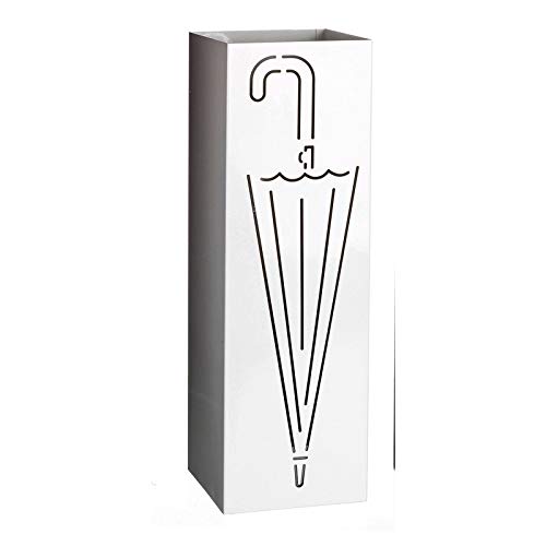 Home Line Paragüero, Soporte de Paraguas, Modelo Urban Living Metal, Cuadrado. Color Gris y Blanco. Diseño Original. 15,5x15,5x49 cm. - Blanco