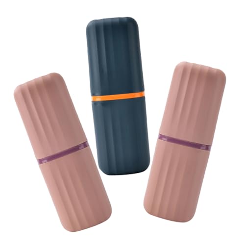 Anneome 3Pcs Portable Travel Toothbrush Container Reusable Plastic Mouthwash Cups Toothbrush Holder Organizer Chic and Colors for Home Travel
