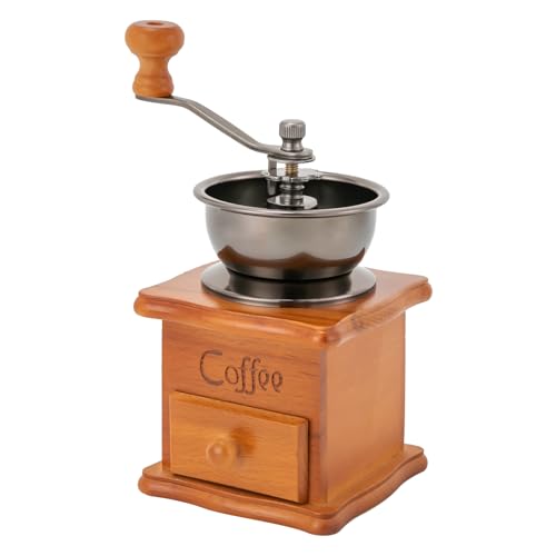 Moulin à café manuel, marron, rétro, en bois, avec manivelle portable, en acier inoxydable, pour grains de café
