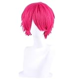 COSPLAZA Rose Pink Short Cosplay Wigs Heat Resistant Synthetic Anime Halloween Costume Wig