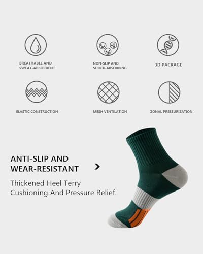 Mens Athletic Socks Compression Cushioned Crew basketball Socks 5 Pairs With Arch Support Sports Socks 6-124