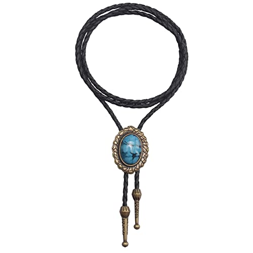 Image of GelConnie Native American Bolo Tie Rodeo Cowboy Leather Necktie Western Necklace Costume Accessories for Men,Women