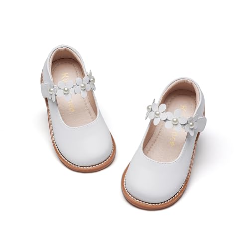 Image of Kiderence Toddler Girl Mary Jane School Uniform Dress Shoes Oxford Flats | Wide Toe Box Great Comfort for Student Shoe and Flower Girl Shoe for Wedding, Parties, Church
