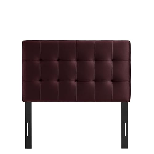 Image of Modway Lily Twin Size Stain-Resistant Performance Velvet Headboard in Mulberry - Velvet Upholstery with Button Tufting and 4 Adjustable Height Positions