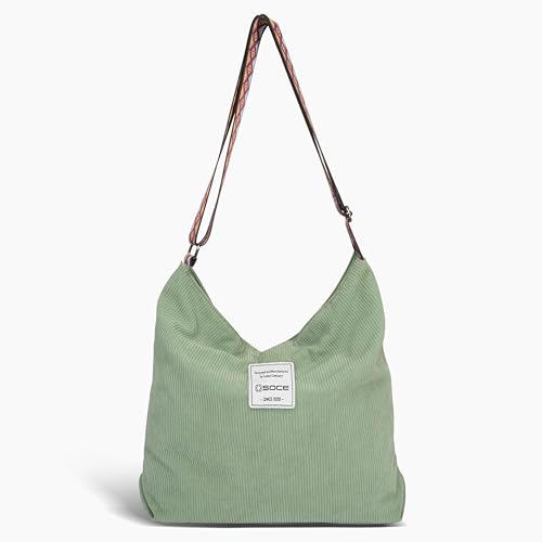 OSOCE Damen Cord Tasche Umhängetasche Groß Canvas Handtasche Shopper Tasche Casual Schultertasche Perfekt Schule Reisen Einkauf
