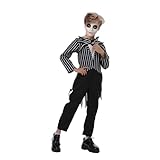 Hqroidd Jack Costume Boys Skeleton Mask Nightmare Jumpsuit Cosplay Outfits Christmas for Halloween Christmas Props (Jack Skeleton Costume, XL/150)