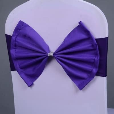 Wedding Chair Sash Bow Tie Spandex Chair Band Sash Butterfly Bow Tie Wedding Decoration Hotel Banquet Party Light Brown (Purple)