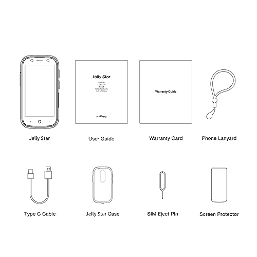 Unihertz Jelly Star, The World's Smallest 4G Android 13 Smartphone Transparent Design LED Light NFC OTG, Black (Support T-Mobile & Verizon only)