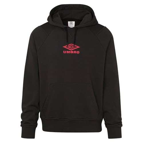 Umbro Men's Iconic Long Sleeve Hoodie Sweatshirt à Capuche, Noir/Piment poivré, L Homme