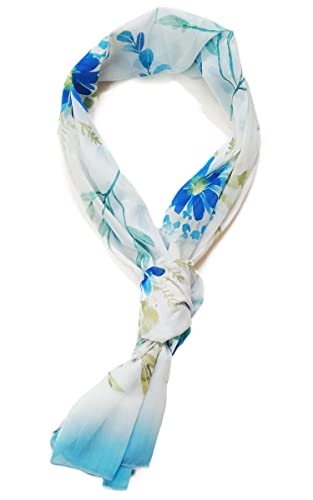 ONE ECHELON Fine Chiffon Ombre Scarf for Women Lightweight Fashion Scarves in Print Floral Pattern