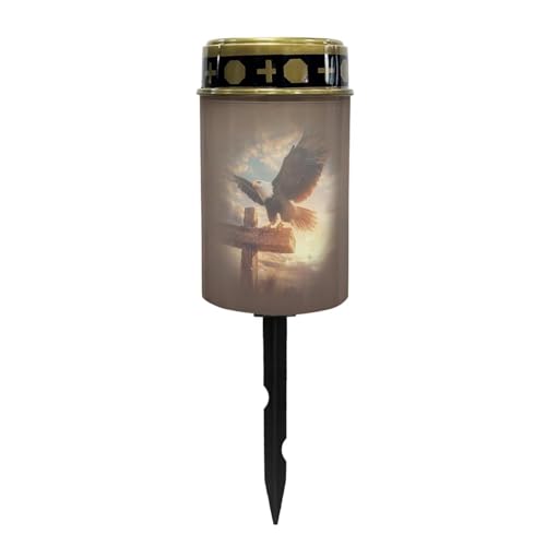 Image of Eagle Cross Solar Grave Lights for Cemetery Flameless Solar Powered Light for Prayer Waterproof Cemetery Solar Lights for Grave Cemetery Decor Candle Lamp