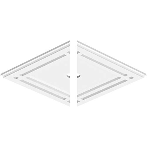 Image of Ekena Millwork CMP22X14DD2-01000 Diamond Architectural Grade PVC Contemporary, Two Piece Urethane Ceiling Medallions 22 inchW x 14 5 /8 inchH x 1 inchID x 7 3 /4 inchC x 1 inchP