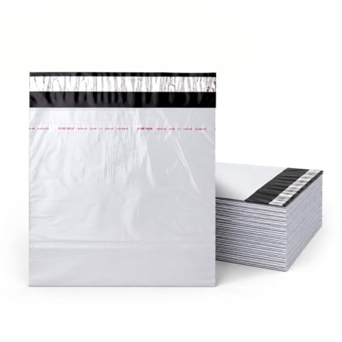 Image of BonKaso 10x12 Inch Poly Courier Bags with POD Sleeve | 55 Micron Tamper Proof Plastic Packaging Envelopes for Shipping, Delivery, E-Commerce Use - Secure Mailers (Pack of 100)