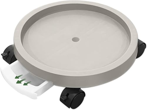 TerraShine 鉢置き台 外径28.6CM 植木鉢台 花台 フラワースタンド ロック可能 自在キャスター付き 貯水トレイ付き 観葉植物 屋内外用 （ホワイト)