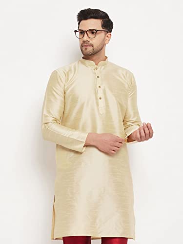 Image of VASTRAMAY Men Banarasi Silk Solid Kurta | Soft Cotton Blend Ethnic Kurta | Comfortable for Festive & Wedding Occasions