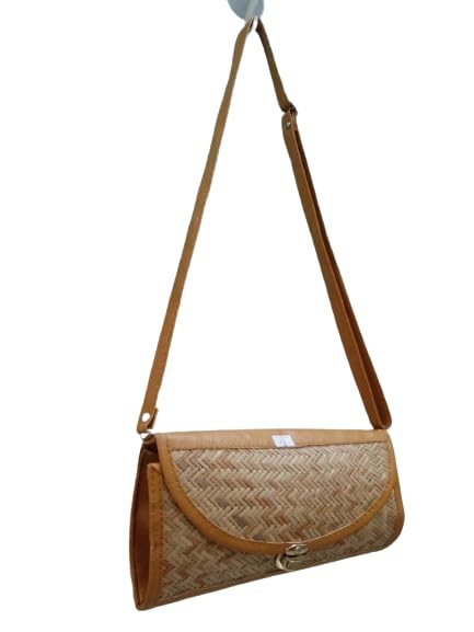 SNIFF AND HERBS Clutch Bag Bamboo and Handle with 2 Zip and Inner 3 Pocket | Trandey Bamboo Woman Side Hand Bag | Handmade Womens Handbag (B0CSW9FXS4) Amazon Price History, Amazon Price Tracker