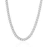 OLARCU 5mm Mens Silver Stainless Steel Cuban Link Chain Necklace for Men (5mm-Silver, 24 Inches)