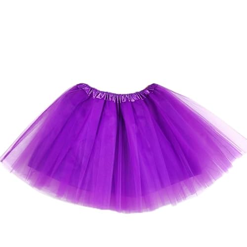 Women Teens Tutu Adult Tulle Skirt with Satin Lined Dance Tutu Halloween Costumes (US Alpha Medium Large Regular Short Purple)