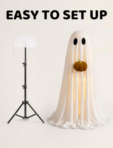 Halloween Decorations Indoor 3.6FT Light-Up Sherpa Ghost with Pumpkin - image 8