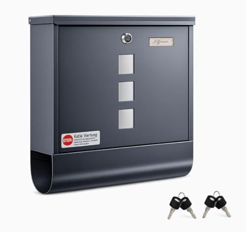 Zedelmaier Briefkasten 9 x 34 x 30 4 cm mit 4 Schlüsseln für B5&C5 Umschlag Postkasten Wandbriefkasten Mailbox Briefkästen mit Zeitungsfach RAL7016 Anthrazit
