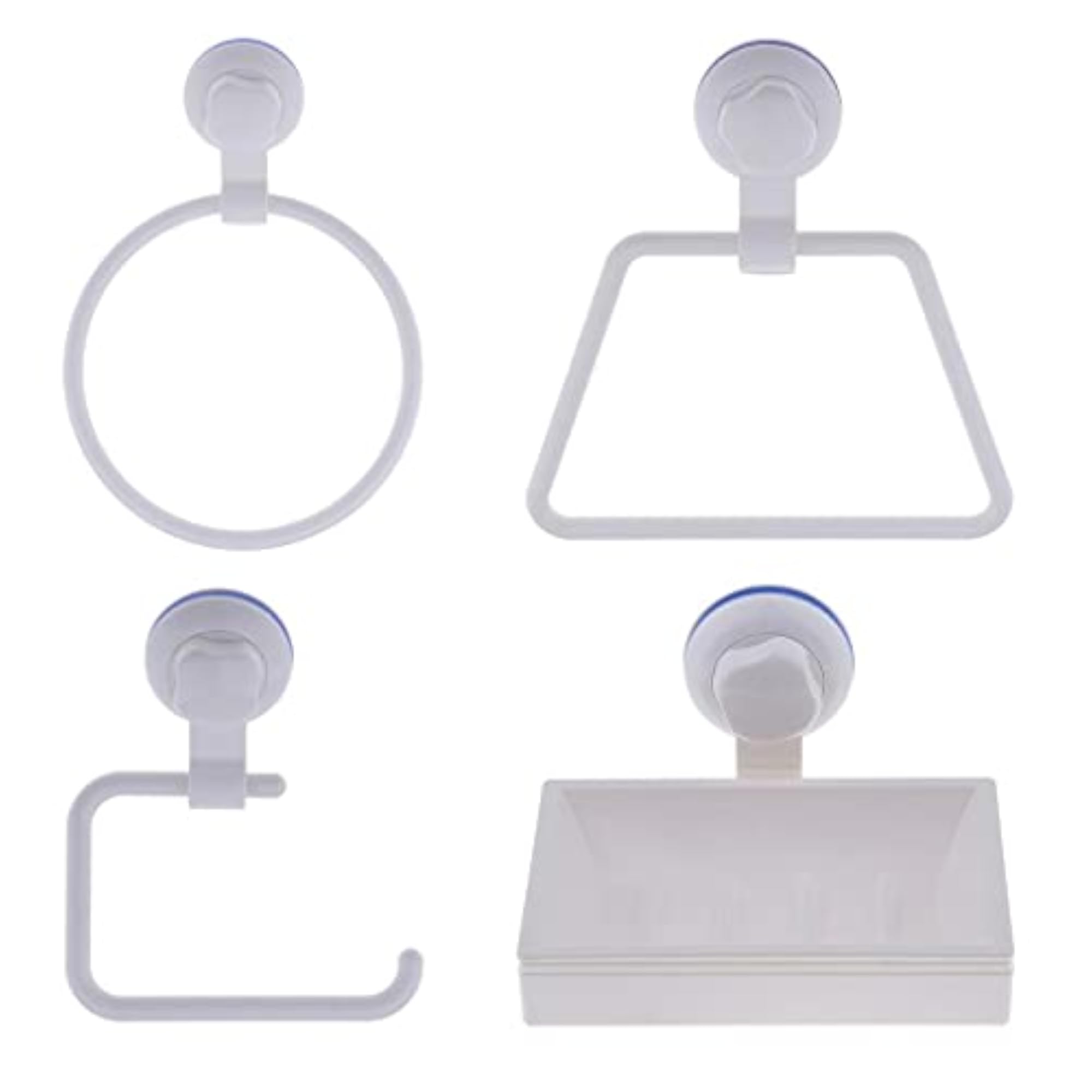 Bathroom Tissue Roll Holder Rack with Suction Cup, White