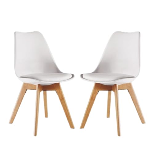 Silla Tulip Lorenzo P&N Homewares - Silla de comedor de plástico y madera estilo retro color blanco, negro, gris, rojo, amarillo, rosa, verde y azul (set de 2)