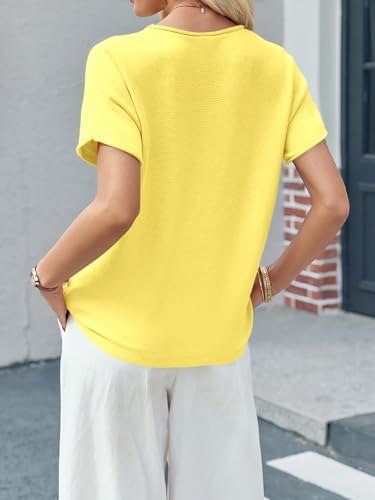 Image of Saodimallsu Women's Short Sleeve Lightweight Casual Crewneck Loose Fit Knit T-Shirt