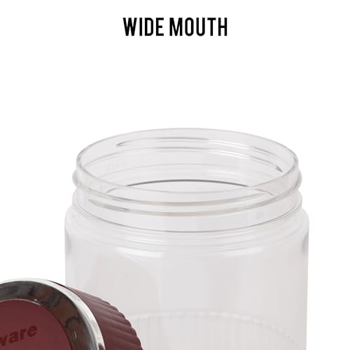 Image of CELLO Mint Storage Canister For Kitchen Set of 2, (750 ml x 2), Maroon | Food Grade, Stackable, See Through |Nestable Storage Pet Container with Lid for Food, Pulses, Spice, Cereals, Cookies, Dry Food