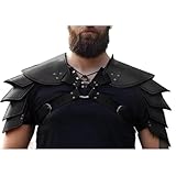 Ayztantine Disfraz medieval de cuero sintético con hombreras ajustables for hombre y mujer, ideal for cosplay Armadura de Hombro Vintage(Black)