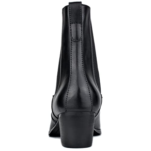 OSSTONE Men Chelsea Ankle Boots Leather Chukka Boots Heel Retro Dress Boots JY038-US3