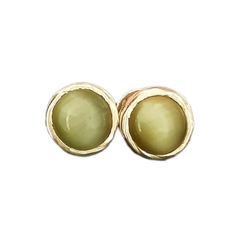 Boucles d'oreilles chrysobéryl naturel œil de chat argent sterling 925 doré LKSTD_0092