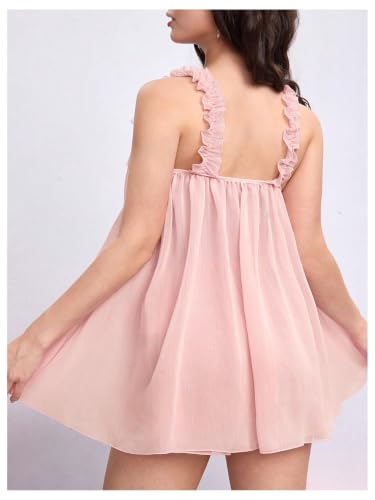 Image of MakeMeChic Women's 2 Piece Sexy Lingerie Dress Set Bow Babydoll Nightgown