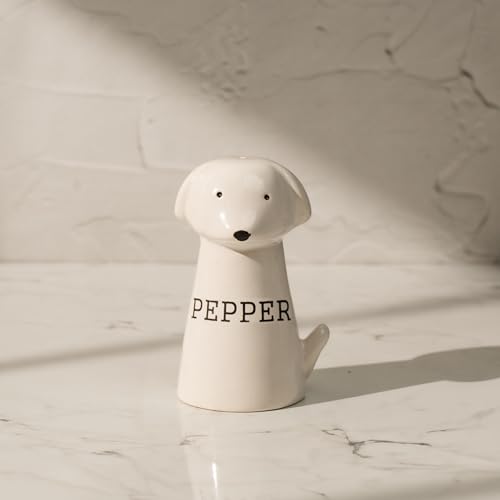 Image of Pup & Purr Salt & Pepper Shaker Set - Set of 2 Handcrafted Ceramic Shakers - Minimal Tabletop Essentials for Everyday Dining
