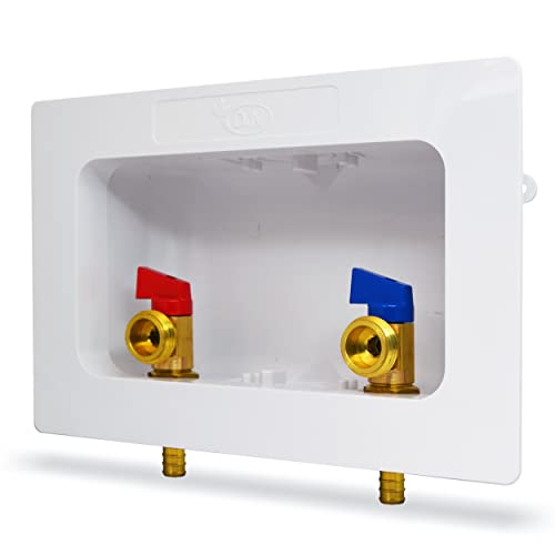 D.N. Washing Machine Outlet Box with Valves Dual Drain Washer PEX Laundry Box 1/2 Inch PEX Connection x 3/4 Inch MHT