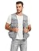 Flygo Men's Fishing Vest Utility Lightweight Outdoor Travel Safari Photo Cargo Vest with 16 pockets mesh Grey XXL