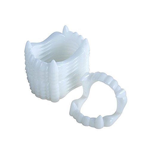 P'tit Clown - 13137 - Dentier de Vampire - Blanc - Lot de 10 - Taille Unique