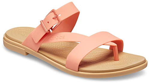 Image of crocs Women's Tulum Toe Post W Grapefruit /Tan Fashion Sandal-6 UK (W8) (206108)