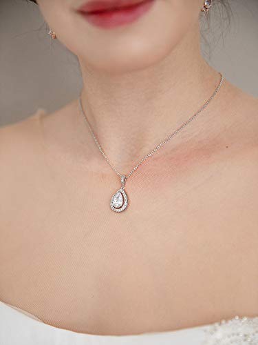 Sweetv Crystal Teardrop Wedding Jewelry Sets For Brides Birdesmaids, Rhinestone Cubic Zirconia Bridal Necklace And Earrings Jewelry Sets For Women, Prom Costume Jewelry Bridesmaid Gifts #TOP4