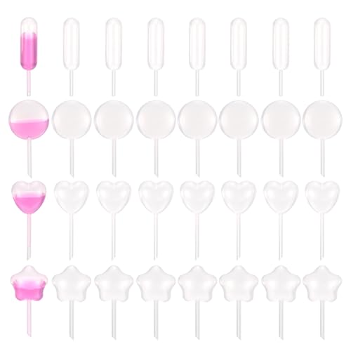 PATIKIL Cupcakes Pipettes, 250 Pcs 4ml Disposable Plastic Dessert Pipettes Strawberry Pipettes Squeeze Transfer Pipettes Droppers for Cupcakes Mini Cakes Desserts, Clear, 4 Shapes