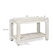 TeakCraft Teak Shower Bench with Shelf, 30” Wide, Rustic Light Grey Wash Shower Stool, Fully Assembled Bathroom Shower Seat, Water-Resistant Spa Bath Bench for Shower, Bathroom & Entryway, The Sitara