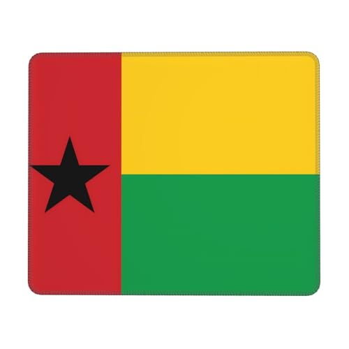 Tapis de souris carré drapeau de la Guinée-Bissau - Tapis de souris sans fil - Base en caoutchouc antidérapant - Lavable - 17,8 x 21,8 cm
