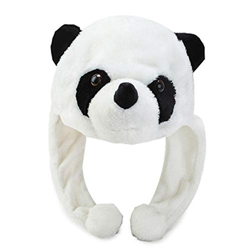 Cartoon Plush Panda Long Strap Warm Earflap Stuffed, As Pic, 6 7/8-7 3/8