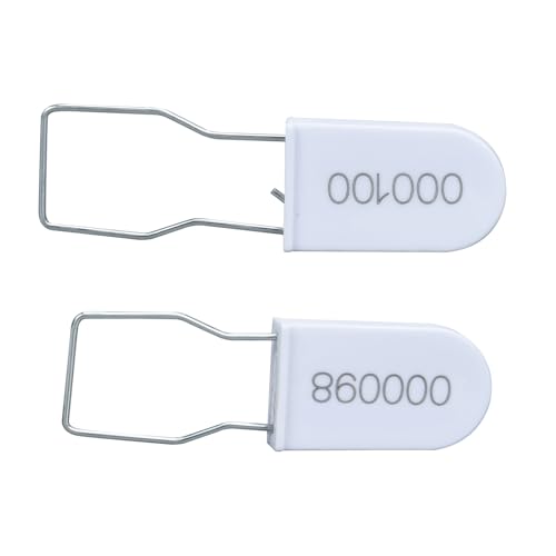 Image of Plastic Padlock Security Seals with Metal Wire Numbered Anti Tamper Tag (500, White)