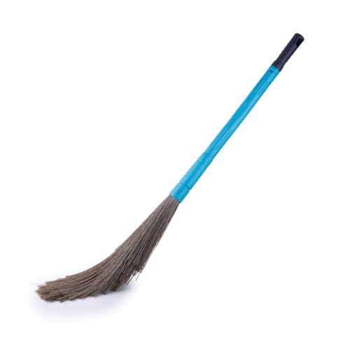 Image of Homeor No-Dust Broom with Adjustable Long Handle for Easy Floor Cleaning, Washable Broom, 1 Piece, Blue