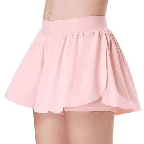 EXARUS Girls Butterfly Flowy Shorts 2 in 1 with Pockets Athletic Flat Waist Cheer Running Workout Sports Gym Preppy2