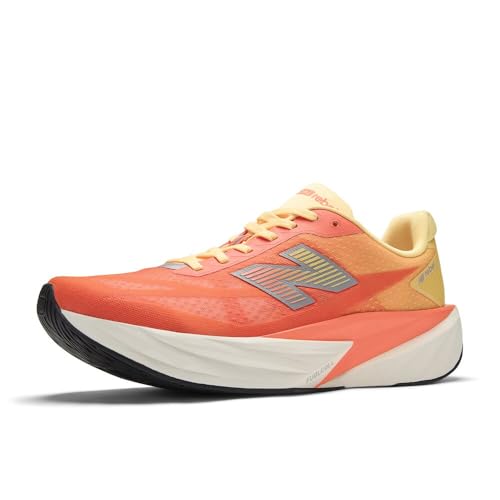 New Balance Men's FuelCell Rebel V5 Running Shoe, Tangerine Heat/Silver Metallic, 11