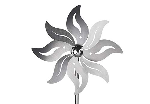 Preisvergleich Produktbild Kobolo Gartenstecker Dekostecker Blumenstecker Sun aus Edelstahl Silber 100 cm
